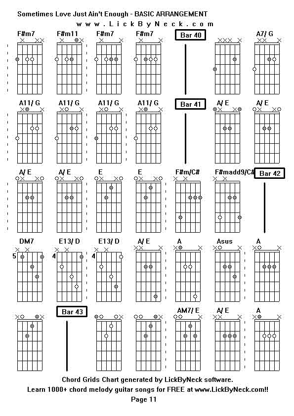 Chord Grids Chart of chord melody fingerstyle guitar song-Sometimes Love Just Ain't Enough - BASIC ARRANGEMENT,generated by LickByNeck software.